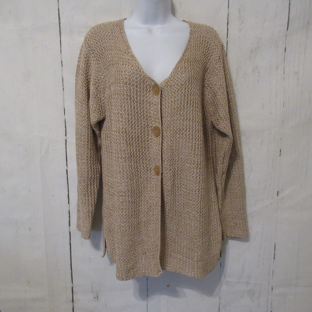 Peruvian Connection Cardigan Sweater M Pima Cotton Minimalist Capsule Neutral